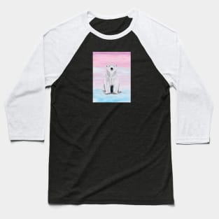 Polar bear in pink sky Baseball T-Shirt